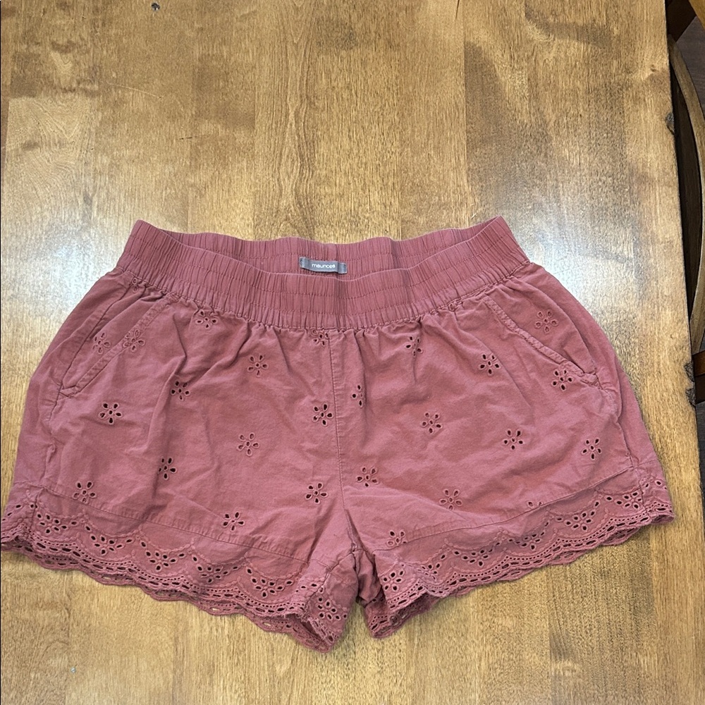Maurices Eyelet Lace Trim Shorts - Dusty Rose